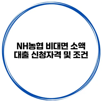 NH농협 비대면 소액 대출 신청자격 및 조건