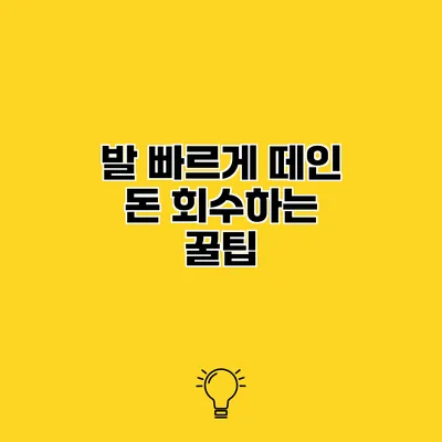발 빠르게 떼인 돈 회수하는 꿀팁