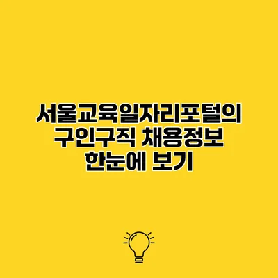 서울교육일자리포털의 구인구직 채용정보 한눈에 보기