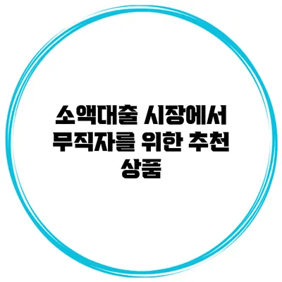 소액대출 시장에서 무직자를 위한 추천 상품