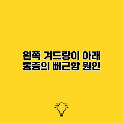 왼쪽 겨드랑이 아래 통증의 뻐근함 원인