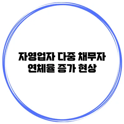 자영업자 다중 채무자 연체율 증가 현상