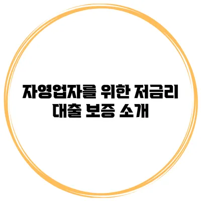 자영업자를 위한 저금리 대출 보증 소개