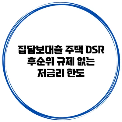 집담보대출 주택 DSR 후순위 규제 없는 저금리 한도