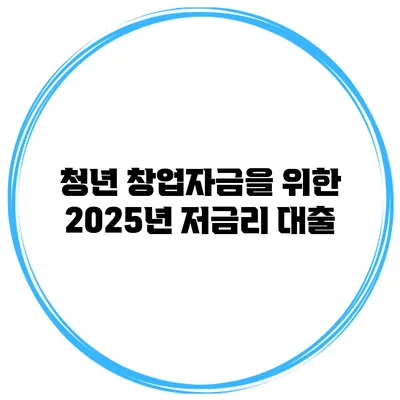 청년 창업자금을 위한 2025년 저금리 대출