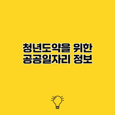 청년도약을 위한 공공일자리 정보
