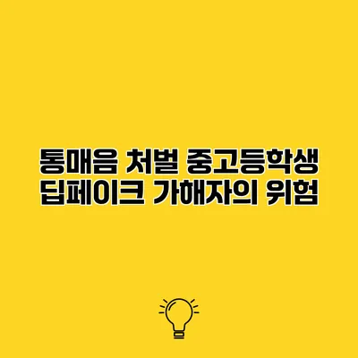 통매음 처벌 중고등학생 딥페이크 가해자의 위험