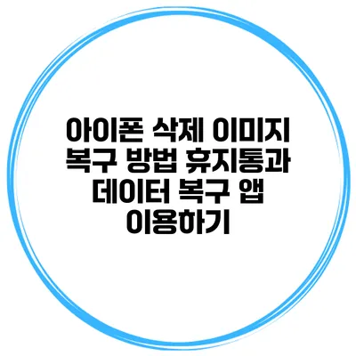 아이폰 삭제 이미지 복구 방법 휴지통과 데이터 복구 앱 이용하기